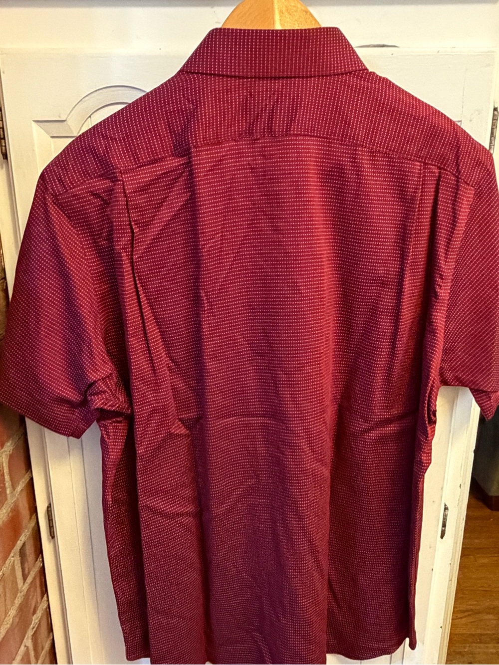 Hart Schaffner Marx Men’s Geometric Short Sleeve Button Shirt Spread Collar Red - Picture 5 of 9